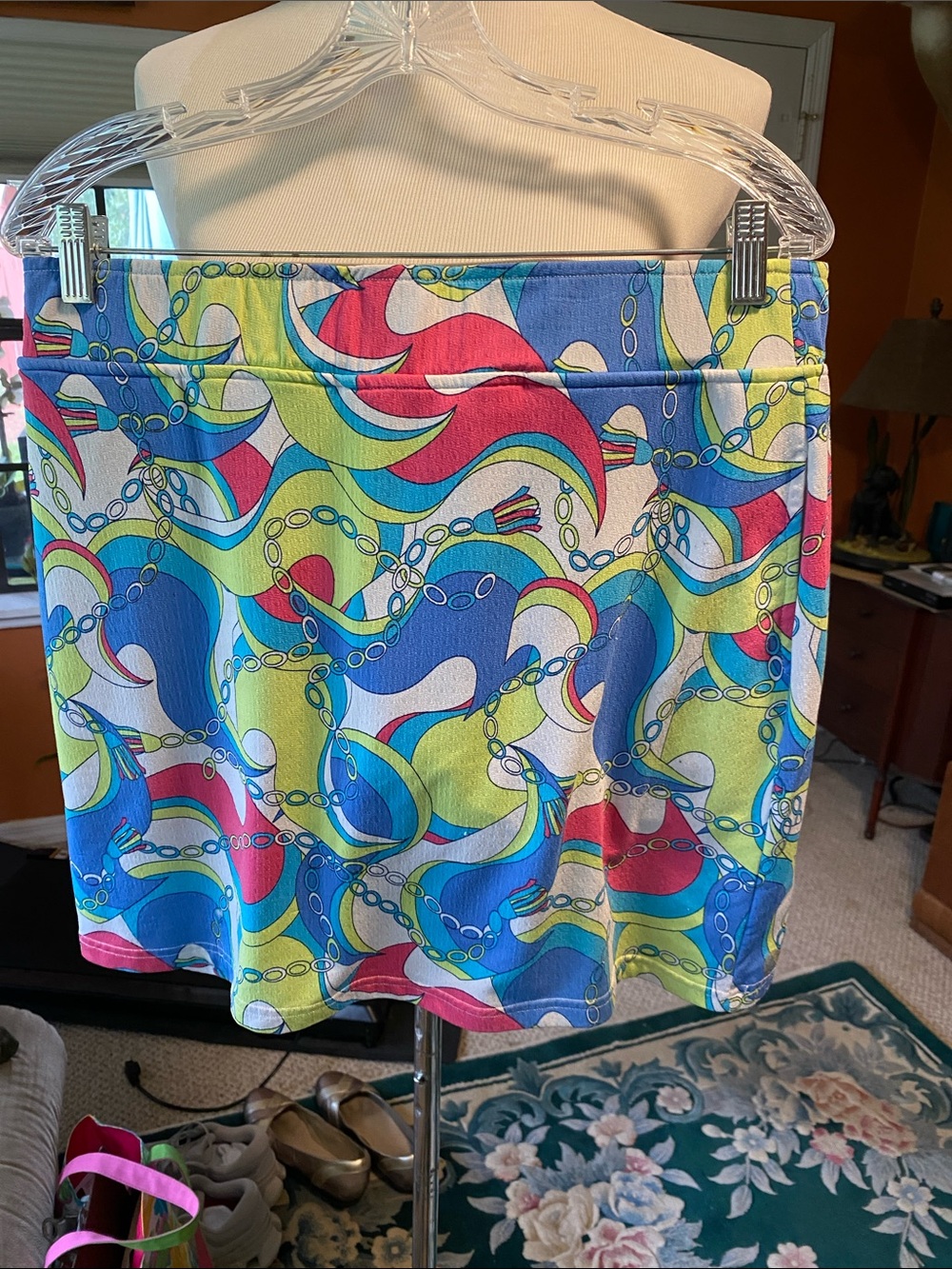 MULTI-Color Chain Print Skort - Vibrant Blue & Green